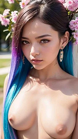 Girl with colored hair